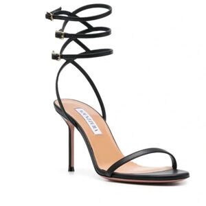 Aquazzura Essence Sandal 3 Buckle  85 black Leather , size 37.5